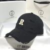 Chapéu de Baseball Macio Estilo K com Furo de Letra R para Primavera e Outono para Mulheres, Simples e Versátil, Aba Larga, Circunferência da Cabeça Grande, Boné com Aba para Mulheres, Moderno