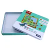 Caixa de Ferro Personalizada Sudoku Infantil Embalagem Lata Plana Fina Caixa Pequena de Ferro Mundo dos Dinossauros Caixa de Armazenamento de Cartas de Jogo