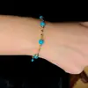 26ª Colección de Primavera Cielo Estrellado Turquesa Artificial Facetada Cadena de Cuentas Collar Pulsera de Cadena de Cuentas Turquesa Azul Versátil Vintage