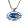 Collar con colgante de gema de tiempo de diamante ovalado de la NFL Fútbol Americano 32 Equipos Green Bay Panthers Collar con nombre del equipo