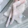 Celebridad de Internet Sexy Deseo Puro por el Viento Apertura D Encaje Negro y Blanco Encaje Largo Media Longitud Hasta la Rodilla de Tirante Medias de Verano para Mujer Medias de Red Rasgada