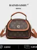 Bolso de Hombro Estampado Estilo Europeo y Americano, Bolso Redondo Pequeño, Bolso Versátil Vintage para Mujer bajo el Brazo, Bolso Cuadrado Pequeño de Moda, Bolso de Mano, Bolso Cruzado, Moderno