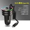 Cargador de Coche Bluetooth K13 con Cable Carga Rápida Pd Metal Cargador de Coche Cargador de Teléfono Móvil USB Apple