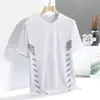Camiseta de Hielo de Seda Transpirable para Hombre, Manga Corta, Modelo de Exportación 2026, Nueva de Verano, Delgada, Transpirable, Holgada, Cuello Redondo, Múltiples Estilos