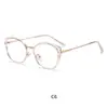 Nuevos Armazones para Gafas con Lentes Anti-Luz Azul de Moda Ojo de Gato Metálicos Tr Anillo Metálico Tr Gafas Sin Graduación