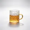 Xícara de Chá de Vidro Borossilicato Alto Padrão Martelado Japonês Xícara de Mestre Resistente ao Calor Xícara para Degustação de Chá com Alça Conjunto de Chá Transparente Xícara Escama de Peixe
