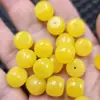 Cuentas de ámbar sintético, cuentas sueltas estilo antiguo, cuentas cilíndricas color amarillo aceite de pollo, cuentas espaciadoras, pulsera Lu Lu Tong, collar, accesorios para joyería, cuentas