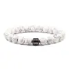 Pulseira de joias transfronteiriça estilo europeu e americano pedra de vesícula negra pedra vulcânica malaquita 8mm pulseira de contas de pedra natural corda elástica