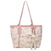 Bolsa de Tote Impresa Fresca y Sencilla para Estudiantes, Bolso de Hombro Casual Versátil de Gran Capacidad para Mujeres, Adecuado para Otoño e Invierno