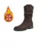 Botas vaqueras occidentales Martin para mujer 2026 Nuevo estilo Otoño/Invierno Versátiles Suela gruesa Con terciopelo engrosado Aumentan altura Botas cortas a media pantorrilla