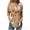 Camiseta informal de manga larga con cuello redondo y estampado navideño 3D, para mujer, de estilo europeo y americano, para primavera y otoño, transfronteriza