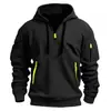 Sudadera con capucha para hombre, talla europea nueva 2024, transfronteriza, primavera y otoño, con cremallera y múltiples bolsillos, sudadera deportiva casual, talla grande