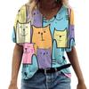 Temu Aliexpress Camiseta feminina com decote em V, moda de rua europeia e americana, top solto com impressão 3D, fabricante de suprimentos