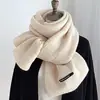 Bufanda de punto de lana gruesa de color liso, versátil, estilo japonés, a rayas, para mujer, para otoño e invierno, calentador de cuello largo y cálido