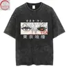Camiseta con Estampado de Anime Tokyo Ghoul Xichunjin Muyan Spray Directo Retro Lavada Vieja Vintage High Street Manga Corta