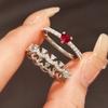 Anillo de plata de ley S925 con encaje romántico francés, una hilera de diamantes, combinación de alto nivel, hilera de anillos apilables, anillo de cola de diamante, anillo índice