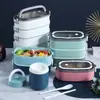 Caja de Almuerzo Aislada de Acero Inoxidable 304 Estudiante Trabajador de Oficina Separable Multicapa Caja Bento Personalización Estampar Logo