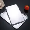 Plato Plano Cuadrado Estilo Japonés de Acero Inoxidable Bandeja Engrosada para Cocer al Vapor Fideos de Arroz Bandeja para Hornear de Cocina 304 Bandeja para Recoger Agua de Cocción