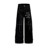 Pantalones cargo negros de estilo punk con múltiples bolsillos para hombre y mujer, pantalones casuales holgados de pierna recta con remaches, estilo de subcultura moderno