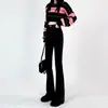 Jeans Slair Preto Feminino 2024 Novo Cintura Alta Skinny Calça Ferradura Pequeno Stretch Calça Flare Outono e Inverno