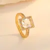 Anillo Abierto Geométrico de Diamante Simple de Moda Tendencia Europea y Americana Diseño de Nicho Anillo para Dedo Índice Personalizado Accesible Lujo para Mujer