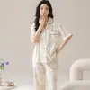 Pijama de Modal para Mulheres, Verão 2026, Conjunto Fino de Manga Curta de Alta Qualidade para Casa, Estilo Masculino, Popular em Transmissões ao Vivo