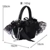 Novo Cesto de Flores Decorativo de Renda Preta Cesta de Flores para Daminha Cesta de Flores de Pétalas Casamento Requintado Laço Pequeno Cesto de Flores Preto