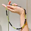Collar de Cadena para Clavícula con Diseño de Ágata Negra Natural y Peridoto de Alta Calidad
