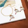 Conjunto de Cervos de Natal, Pulseira de Alce com Diamantes Cintilantes, Brincos, Presente de Feriado, Pingente de Diamante de Liga de Natal Estilo Doce
