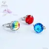 Anillo de Vidrio Tricolor Estilo Hong Kong Ai Yu Anillo de Imitación Rubí Topacio Suministro para Comercio Electrónico Transmisión en Vivo S5101404