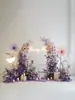 Decoración de Flores Artificiales, Arco de Croissant Floral Morado de Lujo Ligero, Exhibición de Flores de Piso, Decoración de Escena para Ventana
