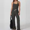 Mono Casual de Pierna Recta de Color Sólido con Cintura Ajustable por Cordón, Novedad Primavera y Verano Transfronterizo Europeo y Americano, Ropa de Mujer de Comercio Exterior