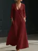 Novedad Otoño e Invierno 2026 Ropa Europea y Americana para Mujer Transfronteriza Sitio Independiente de Amazon Vestido Largo Casual de Vacaciones con Cuello en V para Mujer