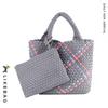 Bolso Tote Tejido a Mano Transfronterizo Tela de Nailon para Buceo Textura de Alta Gama Color en Contraste Cesta de Verduras Cubo Bolso de Mano