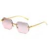 Nuevas Gafas de Sol Metálicas sin Montura de Moda Transfronteriza Estilo Europeo y Americano Polígono Anti-ultravioleta