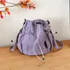 Bolsa de Balde com Cordão Estilo Japonês, Moda Casual Versátil para Exterior, Bolsa Transversal de Nylon, Bolsa de Ombro Simples e Leve