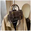 Bolso Pequeño Transfronterizo de Moda para Mujer, Versátil para Otoño 2025, Nuevo Bolso de Hombro Cruzado Mate con Costuras, Bolso de Mano Cuadrado Pequeño