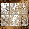 Molde Estêncil Popular de Samambaia e Pintura de Flores Silvestres da Amazon para Pintura em Spray, Esfregamento e Ensino DIY