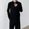 Camisa Henley Masculina com Textura Japonesa 2026 Manga Longa Masculino Primavera Outono Nova Listras Verticais Gola Alta Casual Versátil Masculino