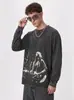 Camiseta de manga larga de algodón pesado con estampado retro americano de Kurt Cobain, marca de moda popular, hombros caídos, manga corta y cuello pequeño.