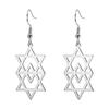 Pendientes geométricos sencillos de moda con colgante de estrella de seis puntas superpuesto, personalidad versátil, pendientes de acero inoxidable 304 para hombres y mujeres
