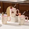 Caneca Cerâmica Animal Fofo 2026 Novo Modelo com Tampa, Caneca para Meninas, Presente de Escritório, Copo com Canudo de Alto Valor