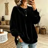 Europeu e Americano 2026 Novo Outono/Inverno Feminino Manga Longa Cor Lisa Casual Gola Redonda Moletom de Veludo Top Mais Vendido Bestseller