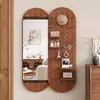 Espejo de tocador con tablero de clavijas de madera maciza, espejo deslizante oculto, espejo de cuerpo entero para uso doméstico, espejo de pared para entrada con cierre