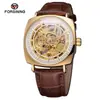 Nuevo Reloj Mecánico Semi-Automático de Acero para Hombre Forsining, Moda Casual Estilo Europeo y Americano, Hueco, Resistente al Agua