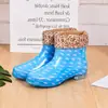 Botas de Lluvia de Moda Cuatro Estaciones para Mujer Botas de Lluvia para Adulto Estilo Caramelo Zapatos de Agua Cortos para Mujer Botas Calientes Antideslizantes Impermeables con Forro de Lana