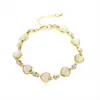 Pulsera de Mujer con Forma de Corazón, Piedra Artificial Ojo de Gato Dorado, Estilo Básico, Empaquetada Individualmente, Chapada en Cobre Dorado, Incrustaciones, Joyería, Estilo de Moda