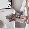 Vaso Alto de Helado Rayado Vertical Estilo Ins, Vaso de Postre de Vidrio, Vaso para Helado y Pudín, Vaso para Postre de Té de la Tarde, Vaso para Yogur