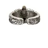 Anillo Abierto Dominante con Alas Retro, Plumas, Cruz, Letras Graffiti para Dedo de Hombre