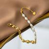 Ai Min design pequeno amor Super Brilhante nariz de porco Titânio Pérola pulseira de aço pulseira feminina fina minimalista joia simples